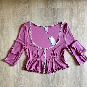 Urban Outfitters Long Sleeve Crop Top Small NWT